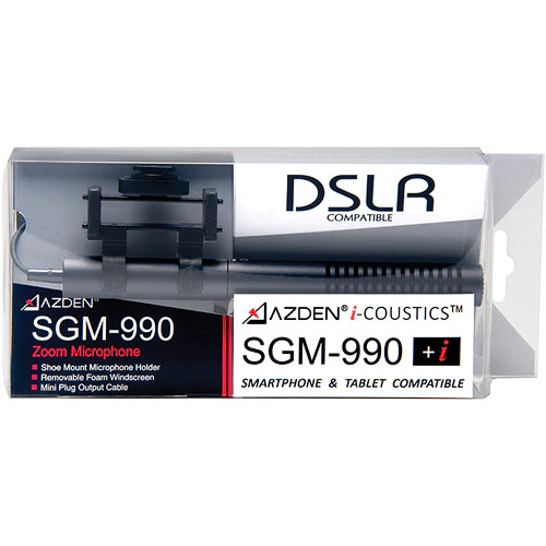 AZDEN SHOTGUN MIC FOR MOBILE DEVICES W/2 POSITION SWITCH (SGM-990 +1)