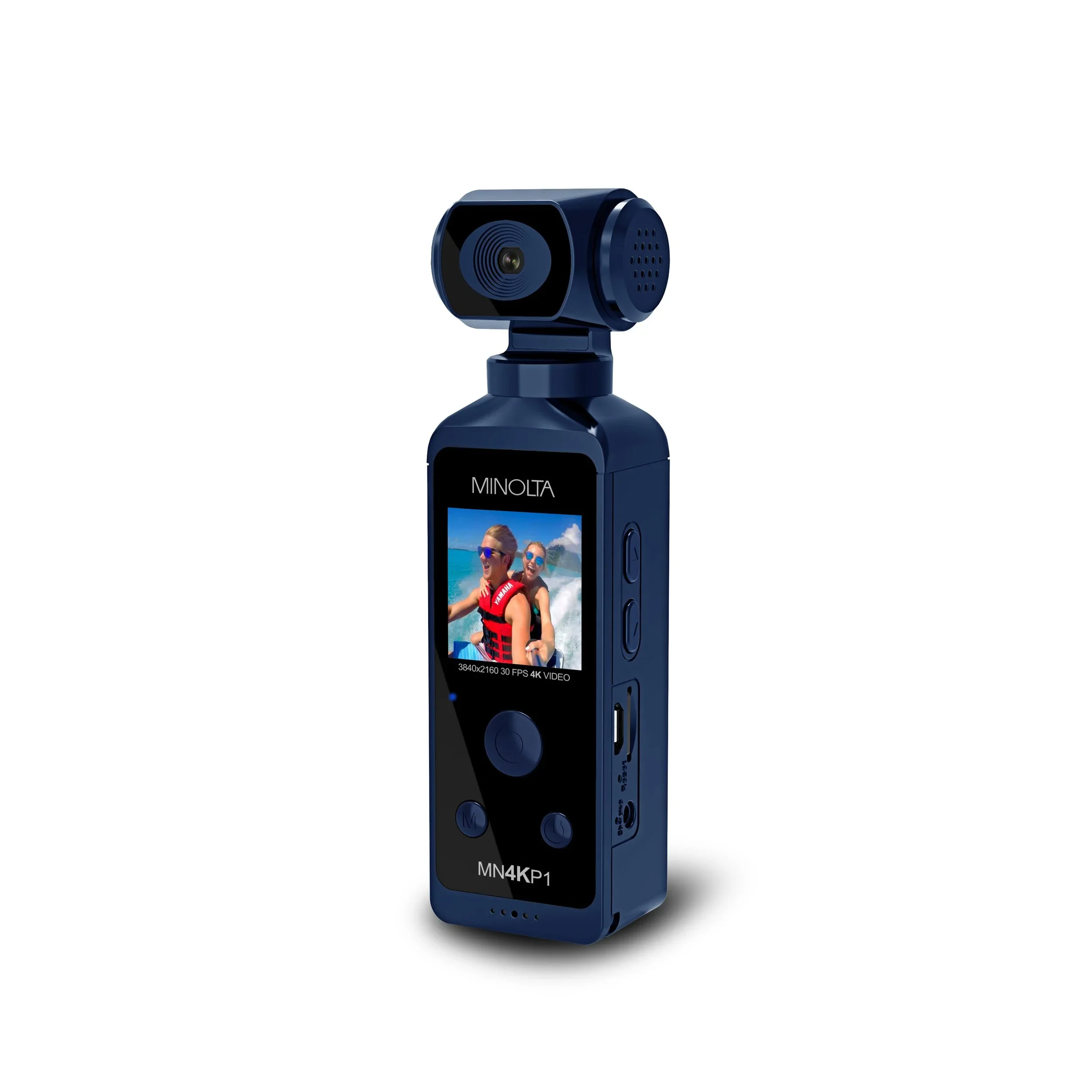 MINOLTA MN4KP1 4K Pocket Camcorder w/ WiFi & Waterproof Housing - Blue (50598)