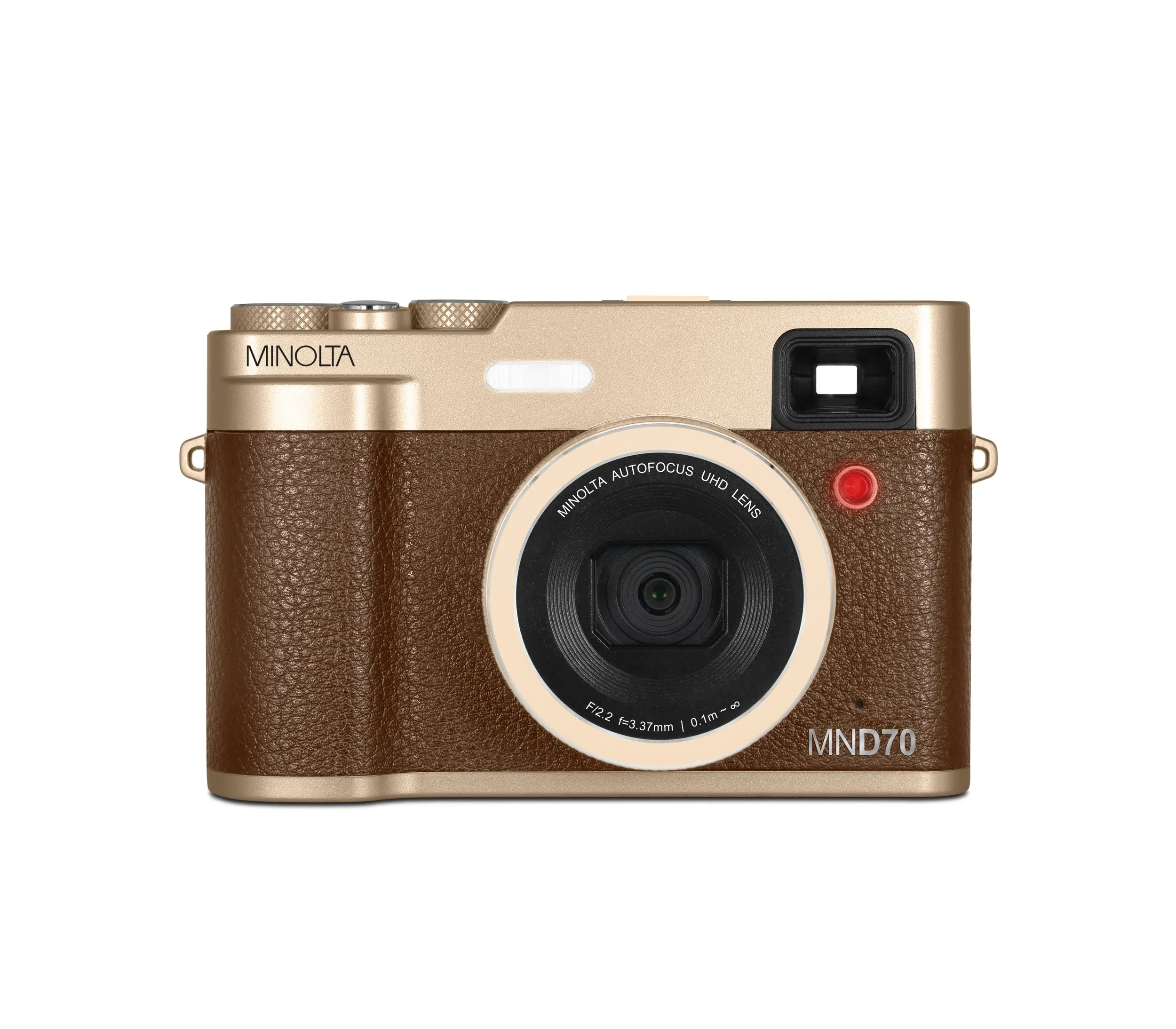 MINOLTA MND70 Retro 48MP/5K Ultra HD Camera w/WiFi and Dual Lens - Gold/Brown (51294) - Image 2