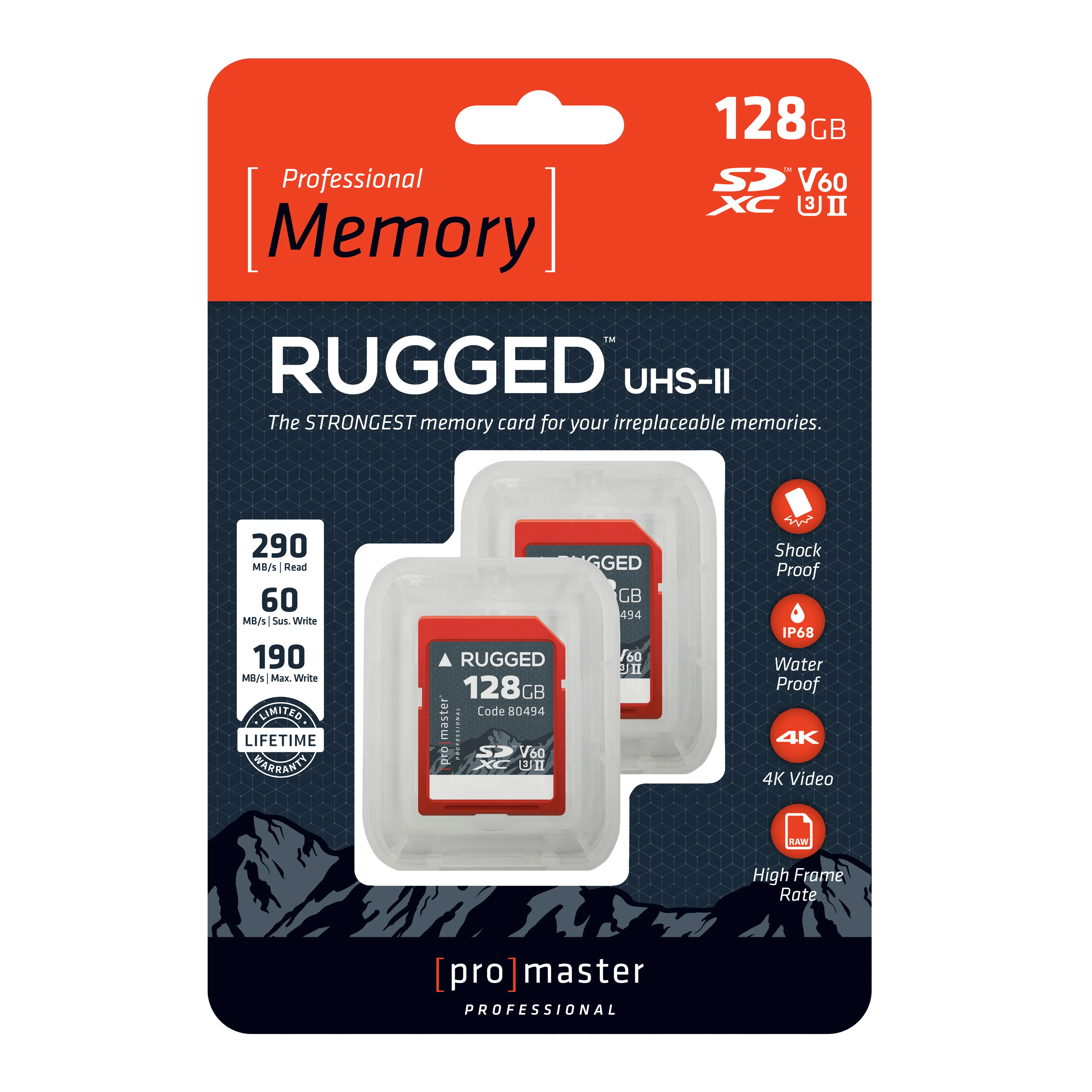 PRO SDXC 128GB Rugged UHS-II V60 | 2-PACK (89377)